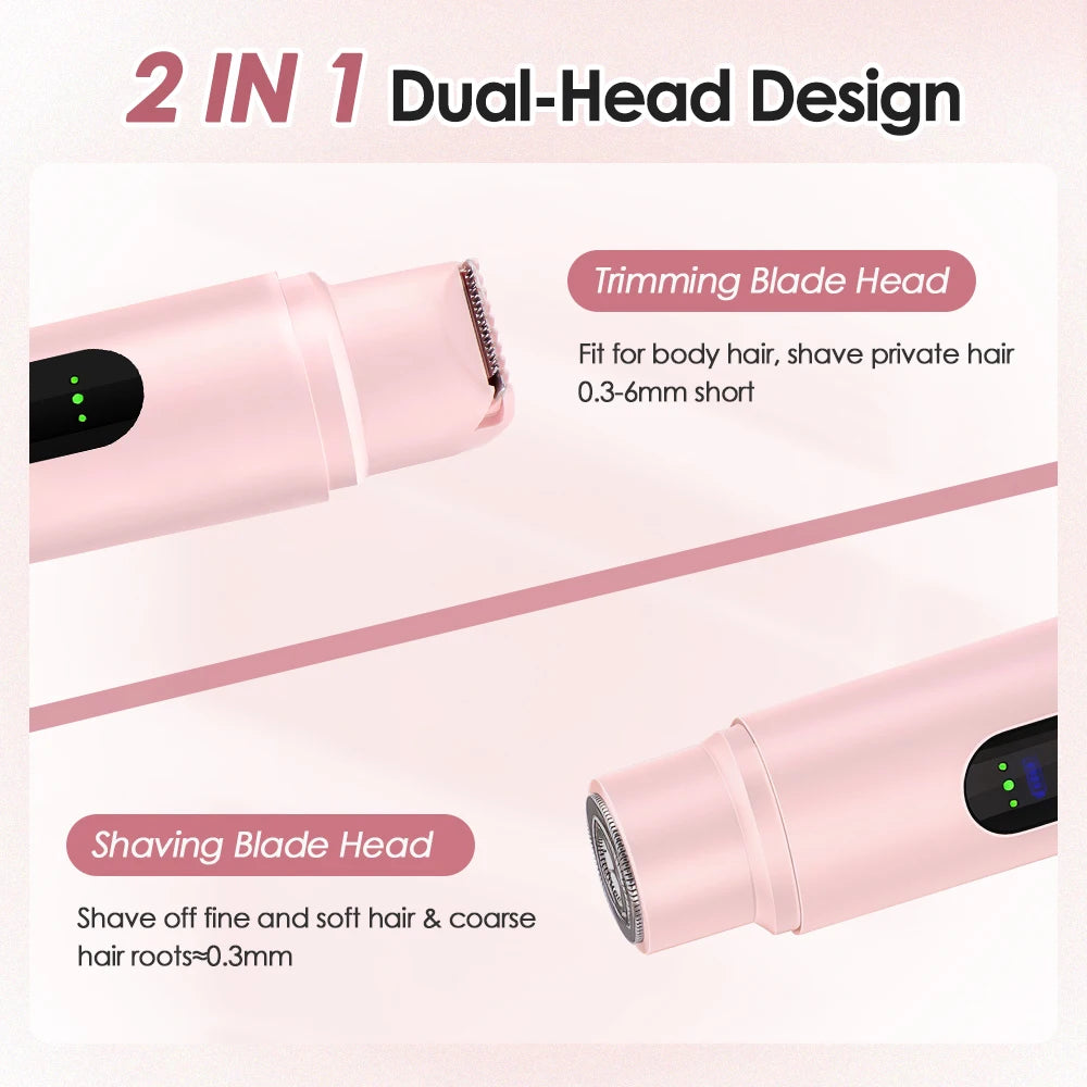 2-In-1 Dual-Head Electric Razor Woman Painless Epilator Leg Bikini Body Hair Trimmer for Women Facial Epilator Hair Remover