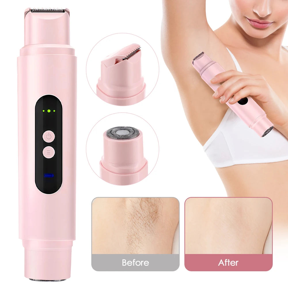 2-In-1 Dual-Head Electric Razor Woman Painless Epilator Leg Bikini Body Hair Trimmer for Women Facial Epilator Hair Remover