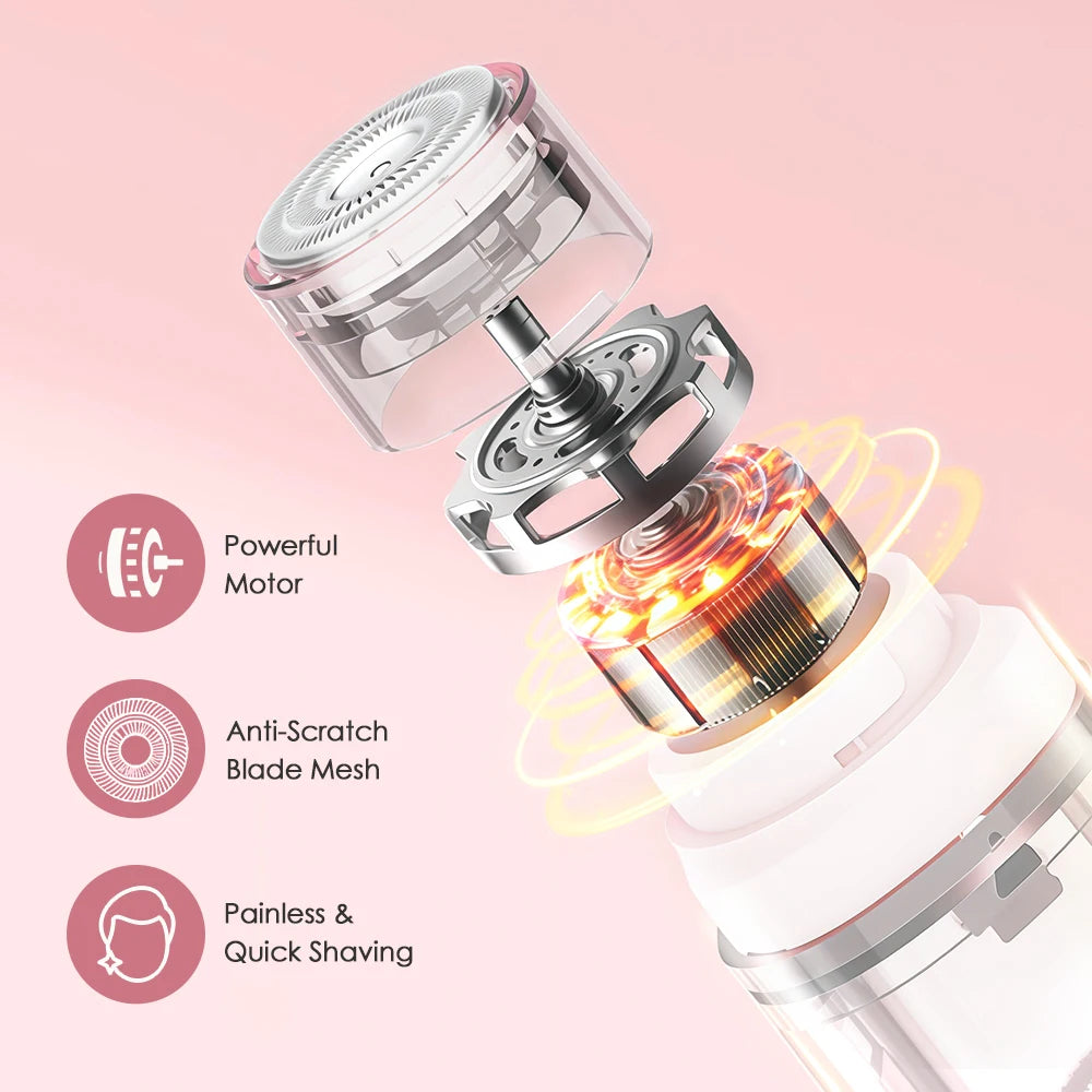 2-In-1 Dual-Head Electric Razor Woman Painless Epilator Leg Bikini Body Hair Trimmer for Women Facial Epilator Hair Remover