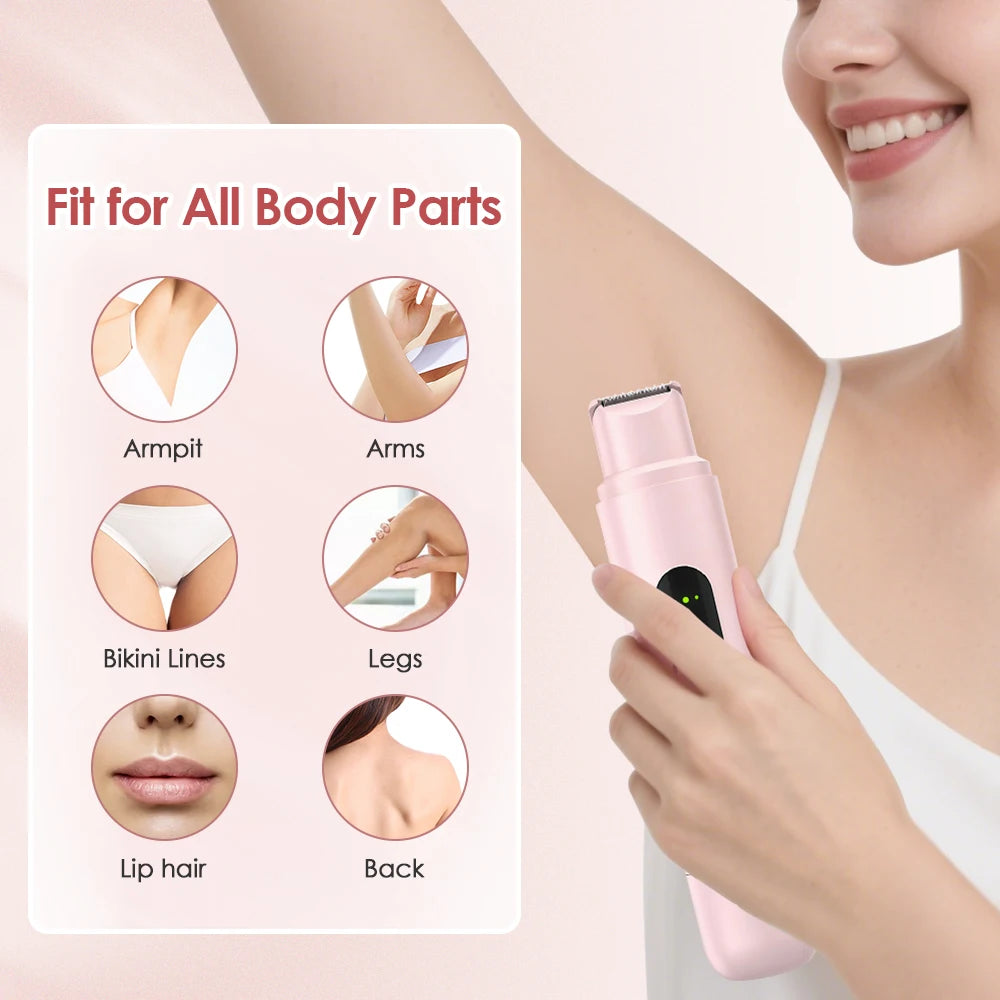 2-In-1 Dual-Head Electric Razor Woman Painless Epilator Leg Bikini Body Hair Trimmer for Women Facial Epilator Hair Remover